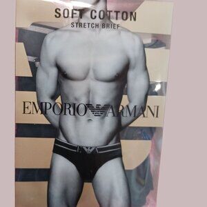 Emporio Armani Mens Soft Cotton Stretch Brief Blk Size Large